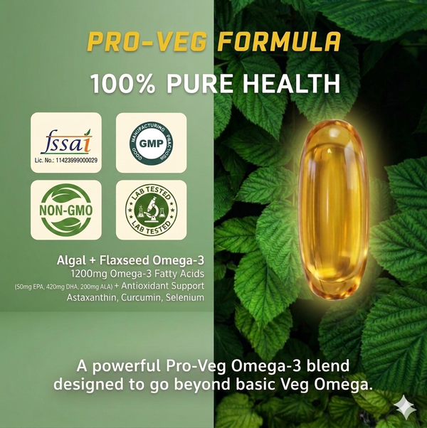 Careflexa Omega Veg 1200mg | Plant Based Omega Wellness Supplement | Heart & Brain Support